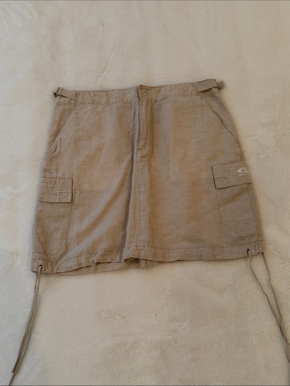 DKNY Beige Linen-Blend Cargo Skirt